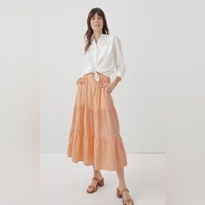 Pact Citrus Striped Sunset Gauzed Tiered Skirt